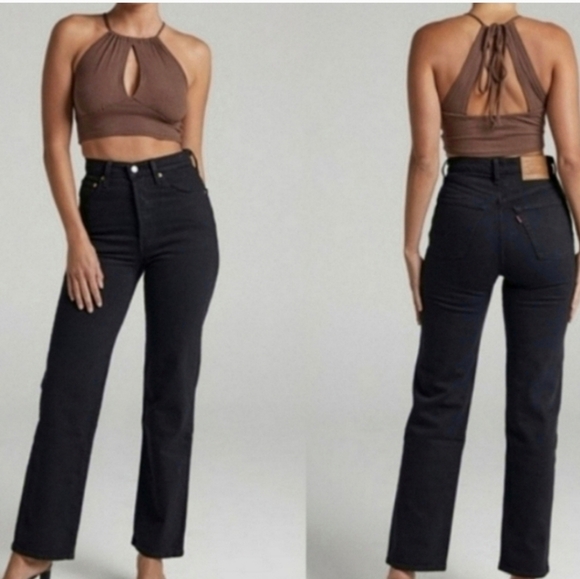 Levi's Ribcage Straight Black Sproud Sz 26 Nwt - Picture 14 of 16